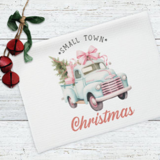 Linge De Cuisine Noël Pink Truck de la petite ville Noël Noël