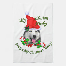 Linge De Cuisine Noël sibérien Husky