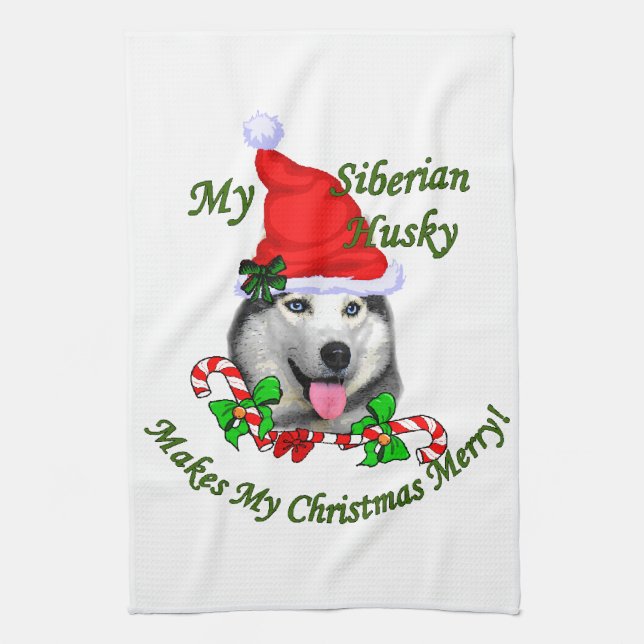 Linge De Cuisine Noël sibérien Husky (Vertical)