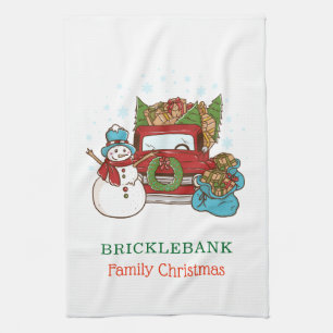Linge De Cuisine Noël Snowman Famille personnalisée