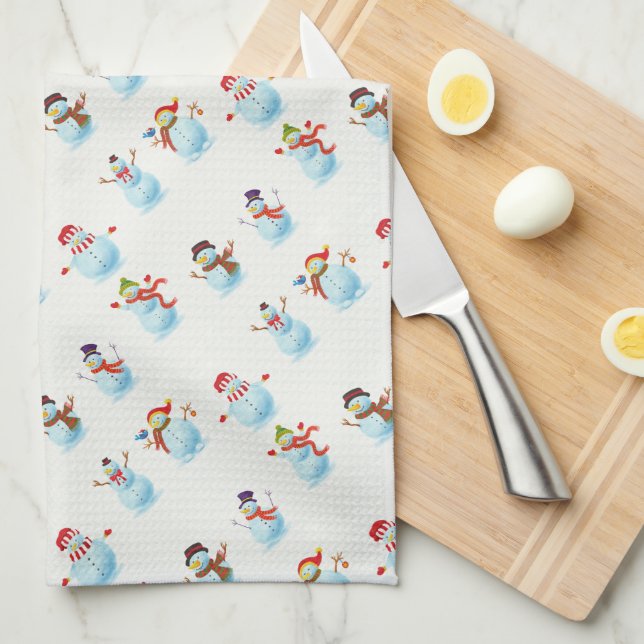 Linge De Cuisine Noël Snowmen (Quart Plié)