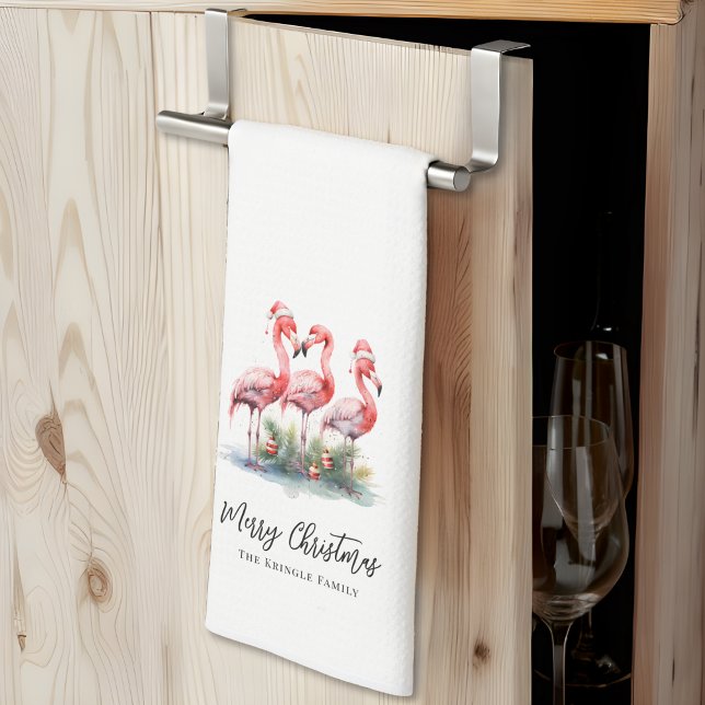 Linge De Cuisine Noël tropical personnalisé (Personalized Tropical Beach Christmas kitchen towel )