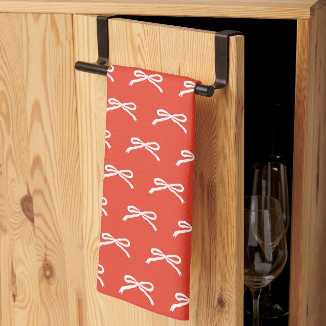 Linge De Cuisine Noël Vacances à la main Rouge Blanc Vaches (Pliage en tiers)