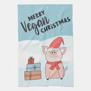 Linge De Cuisine Noël végétal avec pignon de bande dessinée et floc