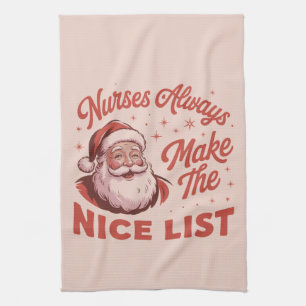 Linge De Cuisine Noël Vintage Santa Infirmières Font la Bonne Liste