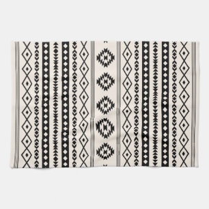 Linge De Cuisine Noir aztèque sur motif mixte (V) Motif