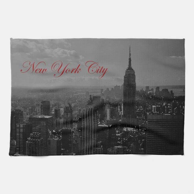 Linge De Cuisine Noir blanc New York (Horizontal)