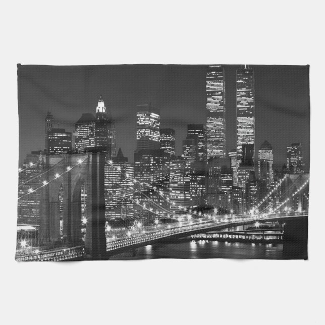 Linge De Cuisine Noir et blanc New York City (Horizontal)