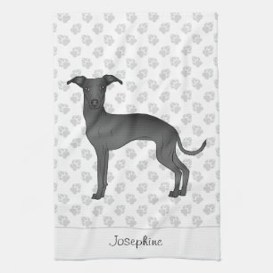 Linge De Cuisine Noir Italien Greyhound Avec Nom Personnalisé
