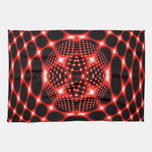 Linge De Cuisine Noir rouge de néon fractal