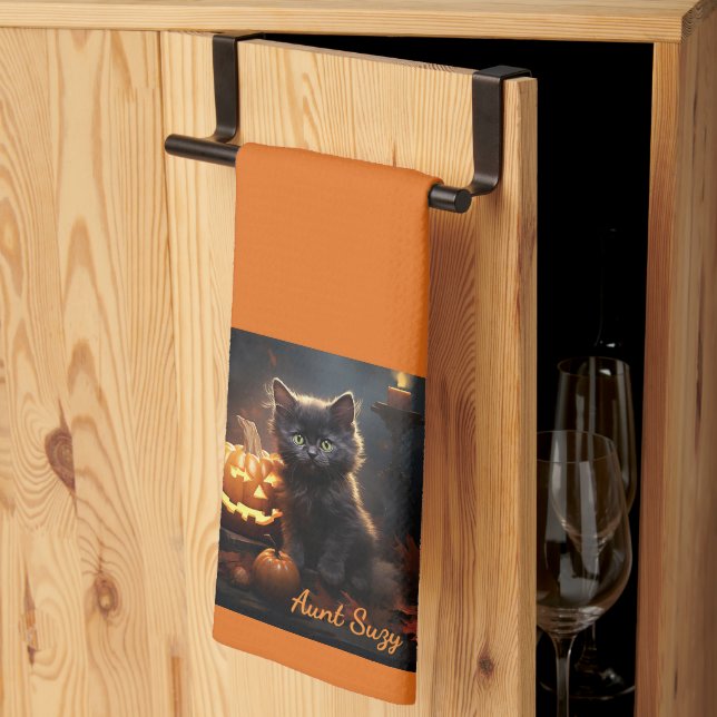 Linge De Cuisine Nom, Cute Halloween Kitten, Jack-o'-lantern (Pliage en tiers)