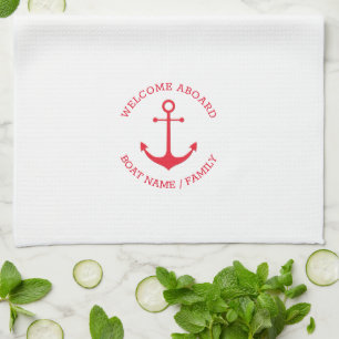 Linge De Cuisine Nom de bateau personnalisé Bienvenue à bord de l