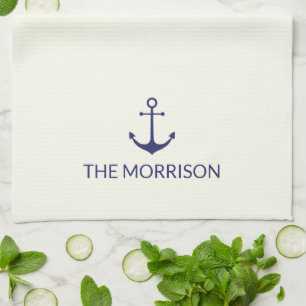 Linge De Cuisine Nom de bateau personnalisé marine bleu ancre marin