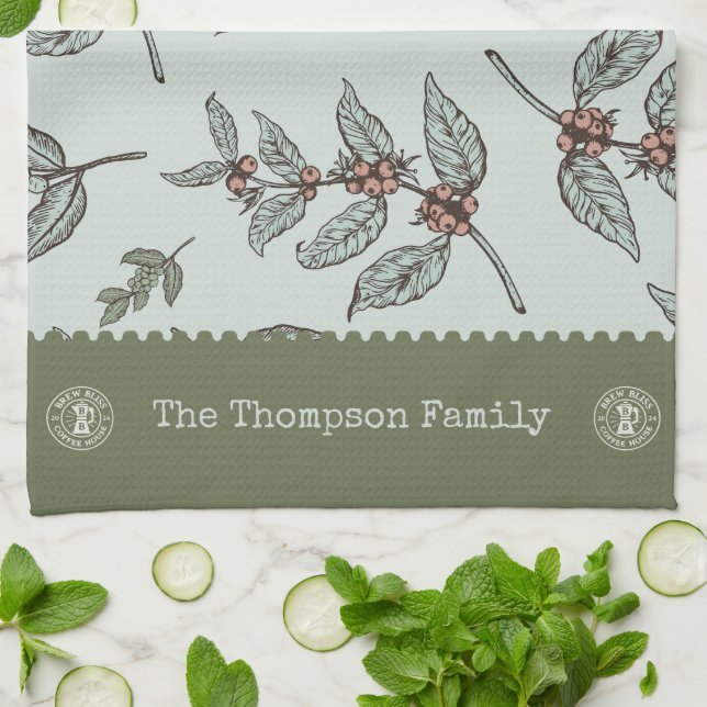 Linge De Cuisine Nom de famille professionnel graphisme art rétro (Plié)