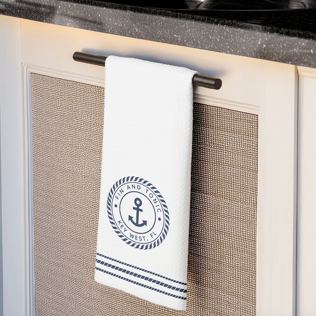 Linge De Cuisine Nom du bateau Ancre bleu marine (Créateur téléchargé)