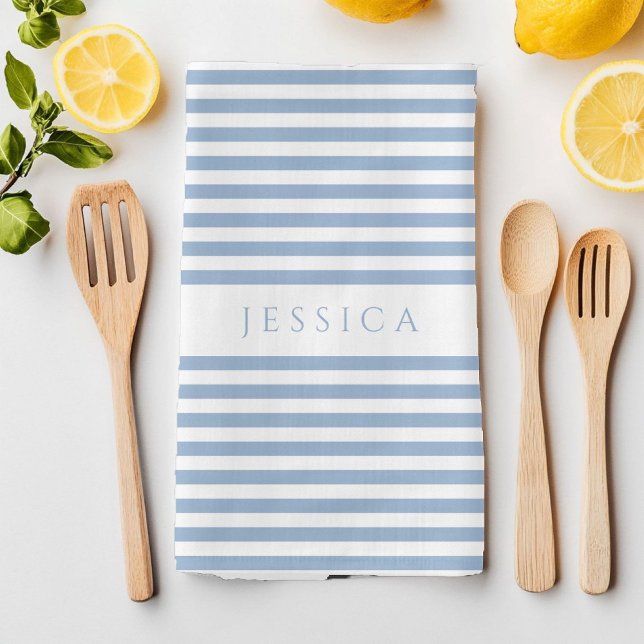 Linge De Cuisine Nom du Motif moderne Bleu rayé (Modern Blue Striped Pattern Name Kitchen Towel)