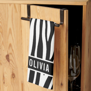 Linge De Cuisine Nom personnalisé classique Zebra Poster de animal 