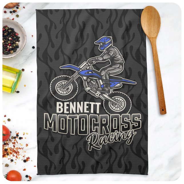 Linge De Cuisine Nom personnalisé Dirt Vélo Rider Motocross Racing (Créateur téléchargé)