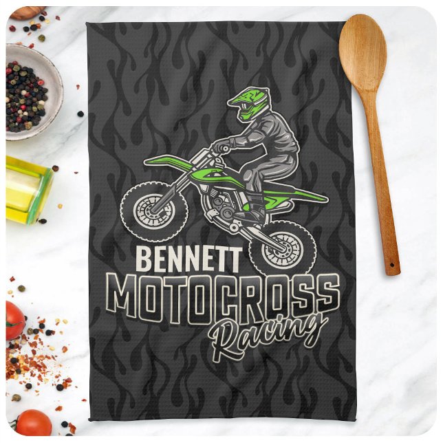 Linge De Cuisine Nom personnalisé Dirt Vélo Rider Motocross Racing (Créateur téléchargé)