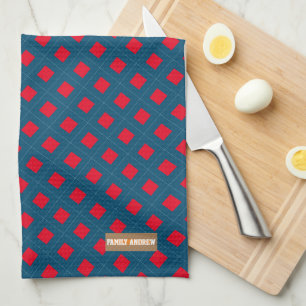 Linge De Cuisine Nom personnalisé monogramme diamants marine bleu r