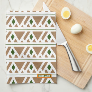 Linge De Cuisine Nom personnalisé monogramme diamants triangles bru