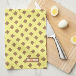 Linge De Cuisine Nom personnalisé monogramme moderne motif jaune br