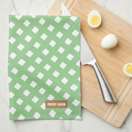 Linge De Cuisine Nom personnalisé monogramme moderne motif vert bla