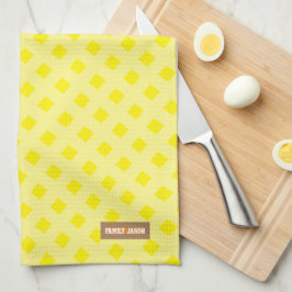 Linge De Cuisine Nom personnalisé monogramme motif diamants jaunes 