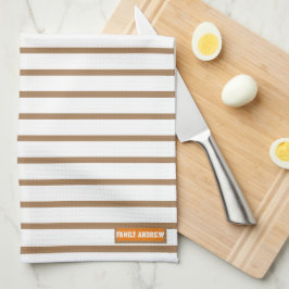 Linge De Cuisine Nom personnalisé monogramme rayures motif blanc br