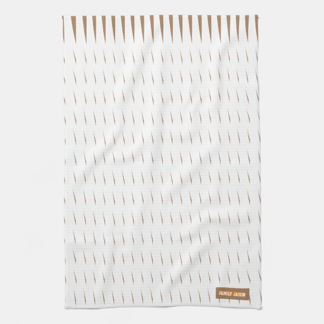 Linge De Cuisine Nom personnalisé monogramme rayures ondes blanc br (Vertical)