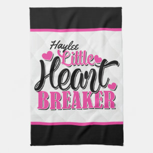 Linge De Cuisine Nom personnalisé Pink Little Heart Breaker