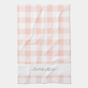 Linge De Cuisine Nom personnalisé Pink Plaid