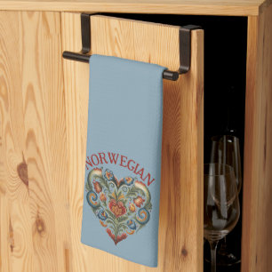 Linge De Cuisine Norvégien Rosemaling Folk Art Heart