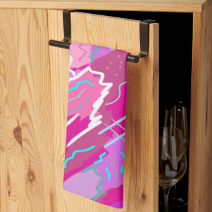 Linge De Cuisine Nostalgie des années 90 Pop Art en Magenta