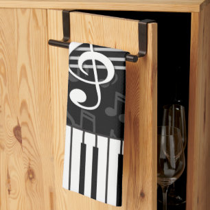 Linge De Cuisine Notes de musique élégante Clé de fer et touches de