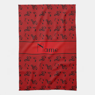 Linge De Cuisine Notes rouges nommées personnalisées de musique