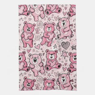 Linge De Cuisine Nounours en peluche rose kawaii