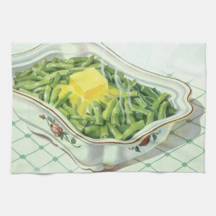Linge De Cuisine Nourriture vintage, casserole de haricots verts av