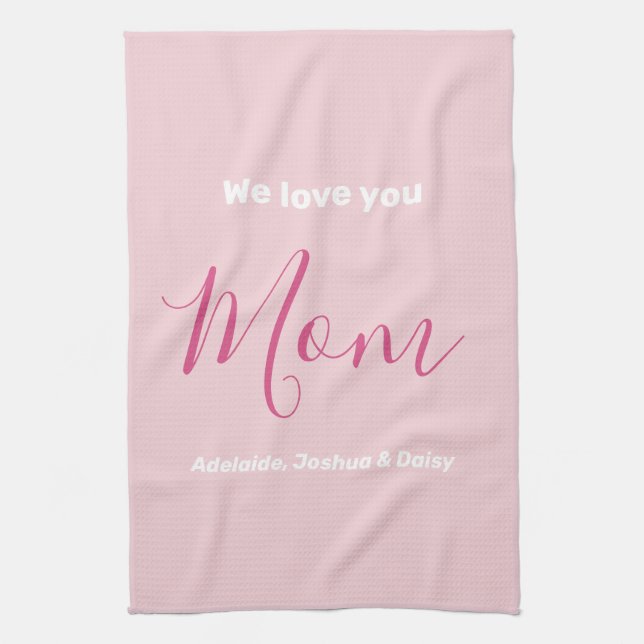 Linge De Cuisine Nous t'aimons Maman Pink Minimalist (Vertical)