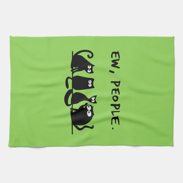 Linge De Cuisine Nouveaux gens drôle Meowny Chats Noirs (Horizontal)