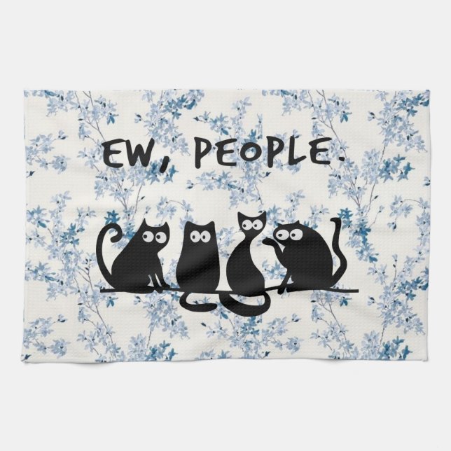 Linge De Cuisine Nouveaux gens drôle Meowny Chats Noirs (Horizontal)