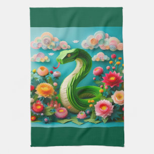 Linge De Cuisine Nouvelle année chinoise serpent vert 2025 KT3