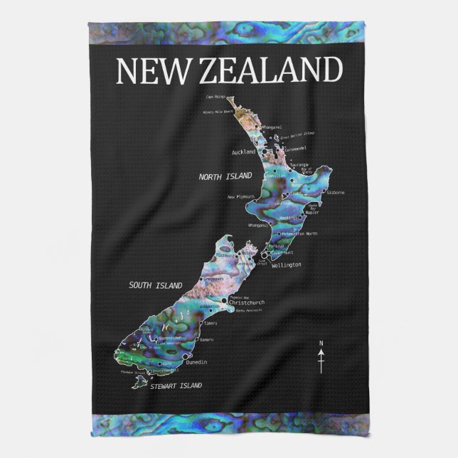 LINGE DE CUISINE NOUVELLE ZÉLANDE PAUA CARTE THÉ TOWEL (Vertical)
