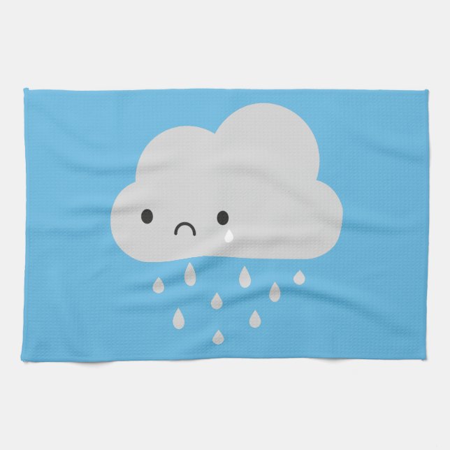 Linge De Cuisine Nuage de pluie triste de Kawaii (Horizontal)