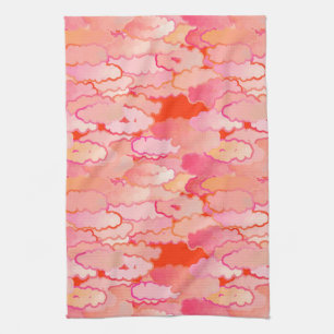 Linge De Cuisine Nuages japonais, coucher du soleil, corail,