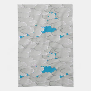 Linge De Cuisine Nuages japonais, Jour d'été, Bleu blanc et bleu ci
