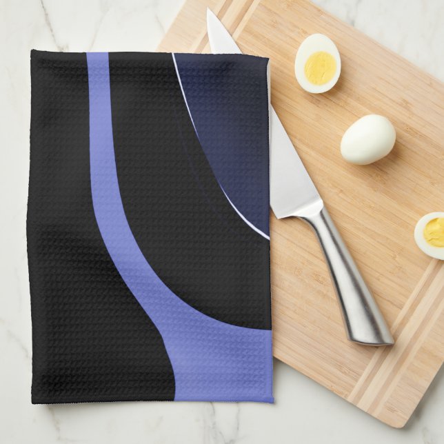 Linge De Cuisine Nuit de la Comète : Bleu Abstrait, Violet & Noir (Quart Plié)