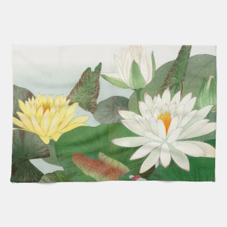 Linge De Cuisine Nymphaea lotus, gravure sur bois japonaise, 1917