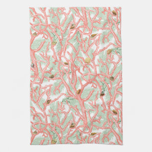 Linge De Cuisine Ocean Beach Coral and Seashing Design