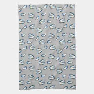 Linge De Cuisine Ocean Beach Mussel Shells- Grey